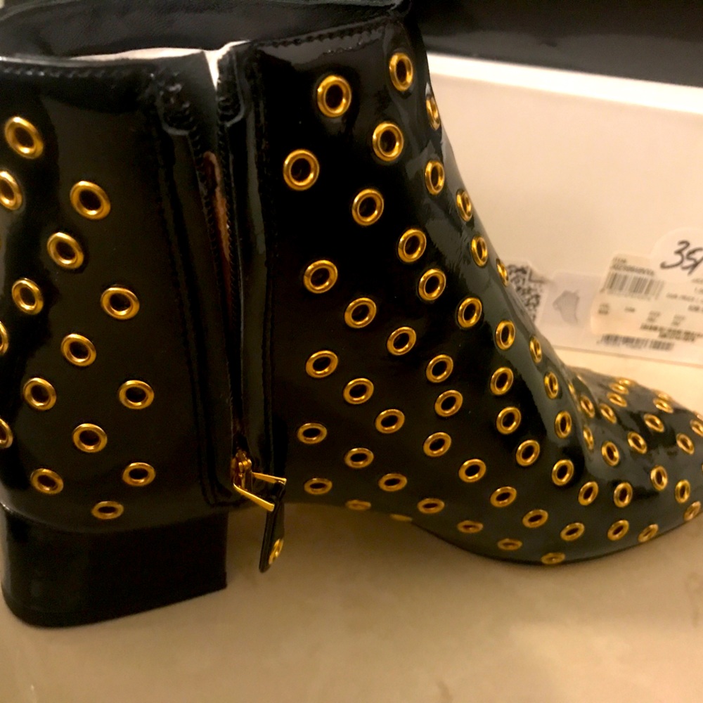 New in the box Red Valentino booties, gold rivets